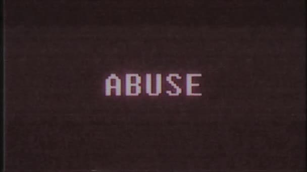 rétro jeu vidéo ABUSE mot texte ordinateur vieux tv glitch interférence bruit écran animation boucle transparente Nouvelle qualité universel vintage mouvement dynamique animé fond coloré joyeux vidéo m 