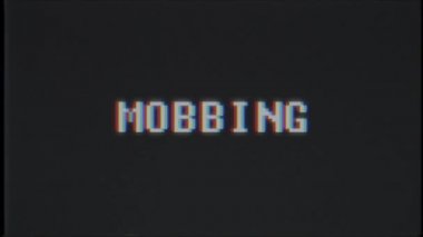 Retro videogame Mobbing kelime metin bilgisayar eski tv arıza parazit gürültü ekran animasyon sorunsuz döngü yeni kalite evrensel vintage hareket dinamik animasyonlu arka plan renkli neşeli video m