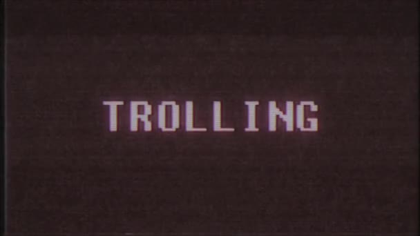 rétro jeu vidéo TROLLING mot texte ordinateur vieux tv glitch interférence bruit écran animation boucle transparente Nouvelle qualité universelle vintage mouvement dynamique animé fond coloré joyeux vidéo m 