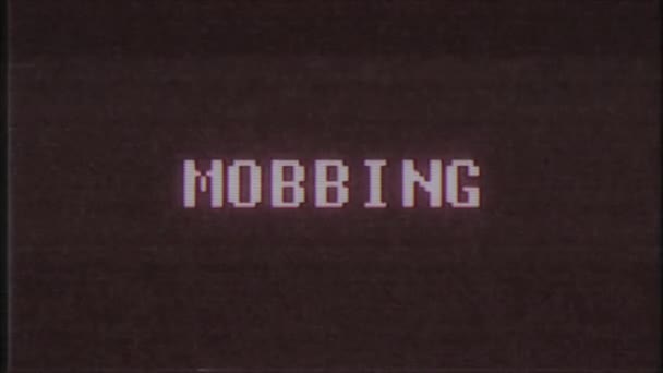 rétro jeu vidéo MOBBING mot texte ordinateur vieux tv glitch interférence bruit écran animation boucle transparente Nouvelle qualité universel vintage mouvement dynamique animé fond coloré joyeux vidéo m 