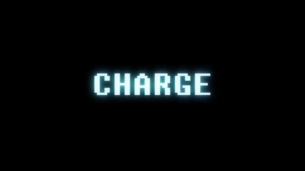 Retro videogame CHARGE palavra texto computador velho tv falha interferência ruído tela animação sem costura loop Nova qualidade universal vintage movimento dinâmico animado fundo colorido alegre vídeo m — Vídeo de Stock