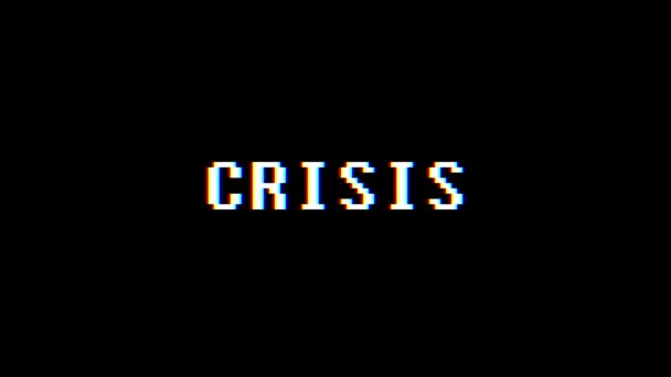 Retro videogame CRISIS word text computer old tv glitch interference noise screen animation seamless loop New quality universal vintage motion dynamic animated background colorful joyful video m — Stock Video