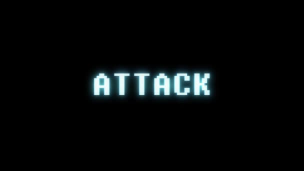 rétro jeu vidéo ATTACK mot texte ordinateur vieux tv glitch interférence bruit écran animation boucle transparente Nouvelle qualité universel vintage mouvement dynamique animé fond coloré joyeux vidéo m 