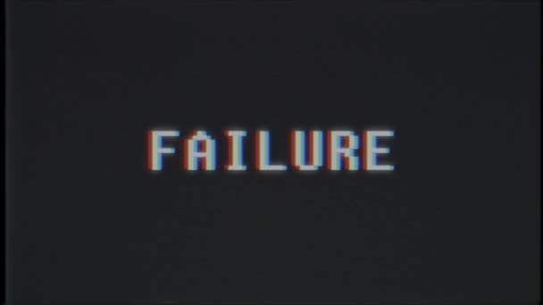 Retro videogame FAILURE word text computer old tv glitch interference noise screen animation seamless loop New quality universal vintage motion dynamic animated background colorful joyful video m — Stock Video