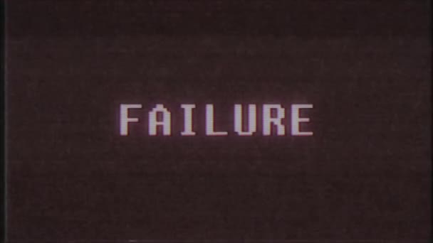 rétro jeu vidéo FAILURE mot texte ordinateur vieux tv glitch interférence bruit écran animation boucle transparente Nouvelle qualité universel vintage mouvement dynamique animé fond coloré joyeux vidéo m 