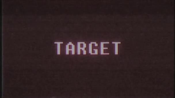 rétro jeu vidéo CIBLE mot texte ordinateur vieux tv glitch interférence bruit écran animation boucle transparente Nouvelle qualité universel vintage mouvement dynamique animé fond coloré joyeux vidéo m 