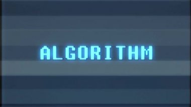 Retro videogame algoritması kelime metin bilgisayar tv arıza parazit gürültü ekran animasyon sorunsuz döngü yeni kalite evrensel vintage hareket dinamik animasyonlu arka plan renkli neşeli video m