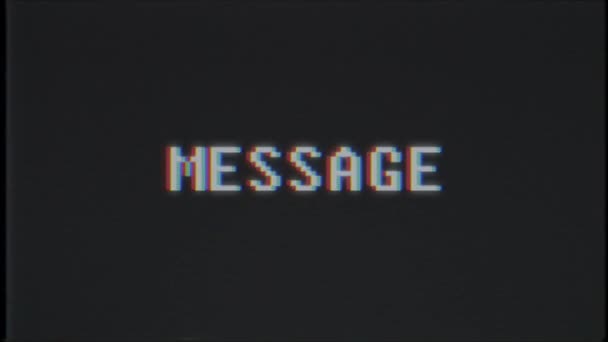 Rétro jeu vidéo MESSAGE mot ordinateur tv glitch interférence bruit écran animation boucle transparente Nouvelle qualité universel vintage mouvement dynamique animé fond coloré joyeux vidéo m — Video