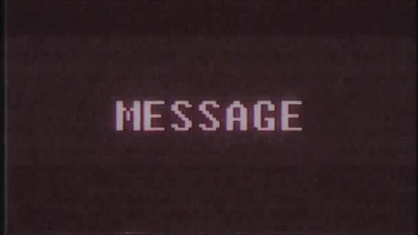 Rétro jeu vidéo MESSAGE mot ordinateur tv glitch interférence bruit écran animation boucle transparente Nouvelle qualité universel vintage mouvement dynamique animé fond coloré joyeux vidéo m — Video