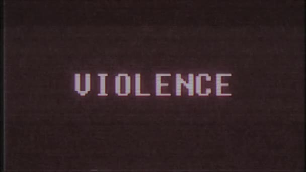 rétro jeu vidéo VIOLENCE mot texte ordinateur tv glitch interférence bruit écran animation boucle transparente Nouvelle qualité universel vintage mouvement dynamique animé fond coloré joyeux vidéo m 