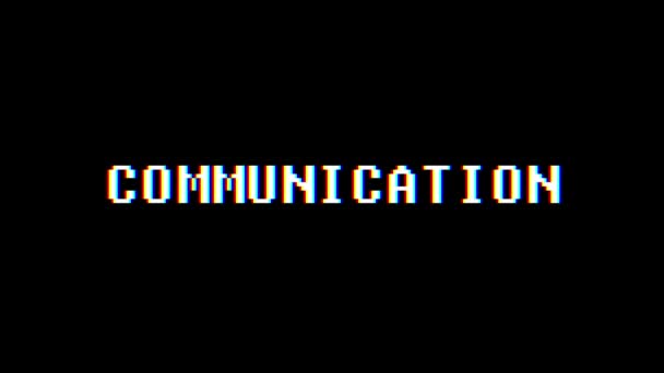 Retro videogame COMMUNICATION word text computer tv glitch interferensi noise screen animation seamless loop Kualitas baru universal vintage motion dynamic animated background colorful joyful video m — Stok Video