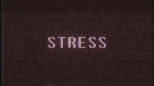 Ретро відеоігри STRESS слово текст комп'ютер телевізор глюк перешкоди шумовий екран анімація безшовна петля Нова якість універсальний вінтажний рух динамічний анімований фон барвисте радісне відео м — стокове відео