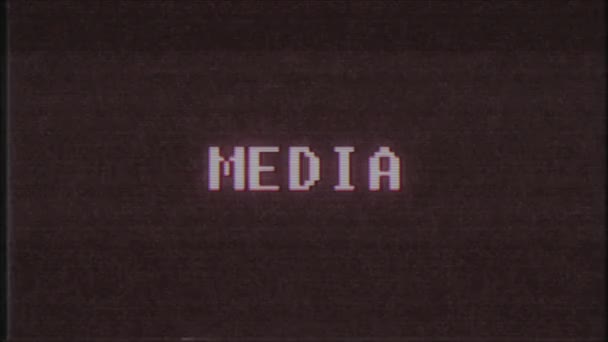 Retro videogame Media word tekst computer tv glitch interferentie lawaai scherm animatie naadloze loops nieuwe kwaliteit universele vintage beweging dynamische geanimeerde achtergrond kleurrijke vrolijke video m — Stockvideo