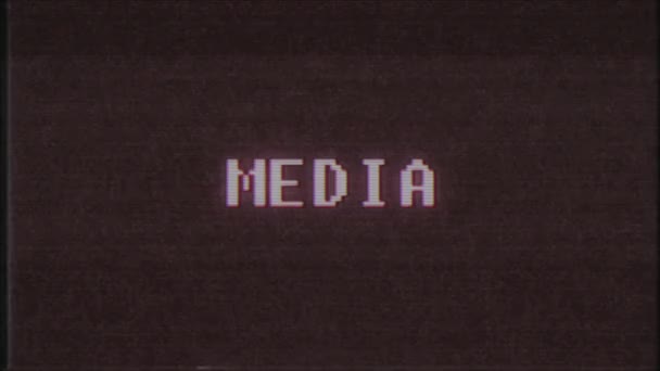 rétro jeu vidéo MEDIA mot texte ordinateur tv glitch interférence bruit écran animation boucle transparente Nouvelle qualité universel vintage mouvement dynamique animé fond coloré joyeux vidéo m 