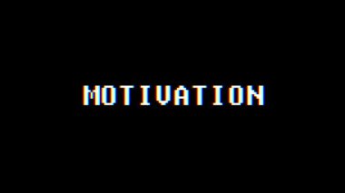 Retro videogame motivasyon kelime metin bilgisayar tv arıza parazit gürültü ekran animasyon sorunsuz döngü yeni kalite evrensel vintage hareket dinamik animasyonlu arka plan renkli neşeli video m