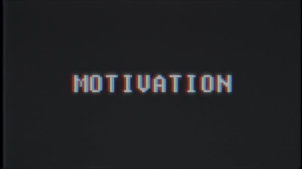 Retro videogame Motivation word text dator tv glitch-störningar buller skärm animation sömlös loop nya kvalitet universal vintage motion dynamiska animerad bakgrund färgglada joyful video m — Stockvideo