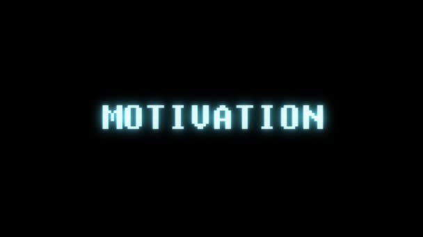 Retro videogame MOTIVATION word text computer tv glitch interference noise screen animation seamless loop New quality universal vintage motion dynamic animated background colorful joyful video m — Stock Video