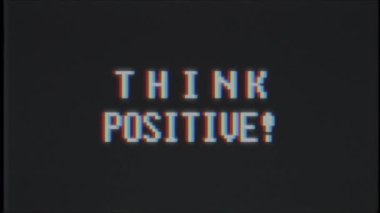 Retro video oyunu düşünüyorum olumlu kelime metin bilgisayar tv arıza parazit gürültü ekran animasyon sorunsuz döngü yeni kalite evrensel vintage hareket dinamik animasyonlu arka plan renkli neşeli video m