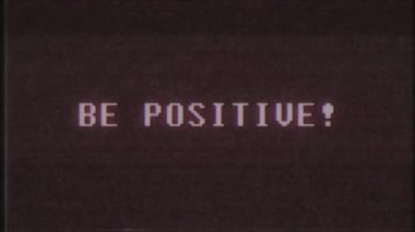 Retro video oyunu olmak olumlu kelime metin bilgisayar tv arıza parazit gürültü ekran animasyon sorunsuz döngü yeni kalite evrensel vintage hareket dinamik animasyonlu arka plan renkli neşeli video m