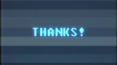 Retro video oyunu teşekkür kelime metin bilgisayar tv arıza parazit gürültü ekran animasyon sorunsuz döngü yeni kalite evrensel vintage hareket dinamik animasyonlu arka plan renkli neşeli video m