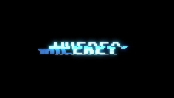 Retro videogame, wo Wort text computer tv glitch störung rauschen bildschirm animation nahtlose schleife neue qualität universal vintage motion dynamisch animierter hintergrund bunt freudig video m — Stockvideo