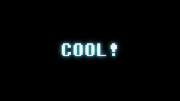Retro videogame COOL word text computer tv glitch interference noise screen animation seamless loop New quality universal vintage motion dynamic animated background colorful joyful video m — Stock Video
