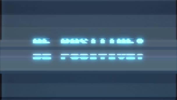 Retro videogame worden positieve woord tekst computer tv glitch storing lawaai scherm animatie naadloze loops nieuwe kwaliteit universele vintage beweging dynamische geanimeerde achtergrond kleurrijke vrolijke video m — Stockvideo