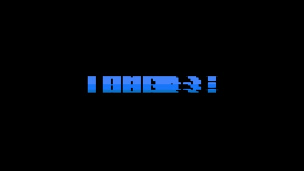 Retro videogame dank wort text computer tv glitch störung rauschen bildschirm animation nahtlose schleife neue qualität universal vintage motion dynamisch animierter hintergrund bunt freudig video m — Stockvideo