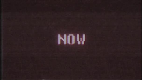 rétro jeu vidéo MAINTENANT mot texte ordinateur tv glitch interférence bruit écran animation boucle transparente Nouvelle qualité universel vintage mouvement dynamique animé fond coloré joyeux vidéo m 