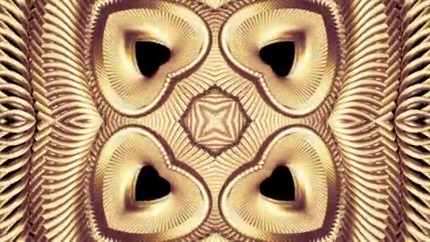 Ornamentale Gold Metallkette Kaleidoskop nahtlose Schleifenmuster Animation abstrakter Hintergrund neue Qualität ethnischen Stammes Urlaub native universelle Bewegung dynamisch cool schön fröhlich Musikvideo — Stockvideo