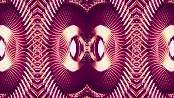 光沢のある装飾用赤メタル チェーン万華鏡シームレス ループ パターン アニメーション抽象的な背景の新しい品質民族部族休日ネイティブ ユニバーサル動き動的クールな素敵な楽しい音楽ビデオ — ストック動画