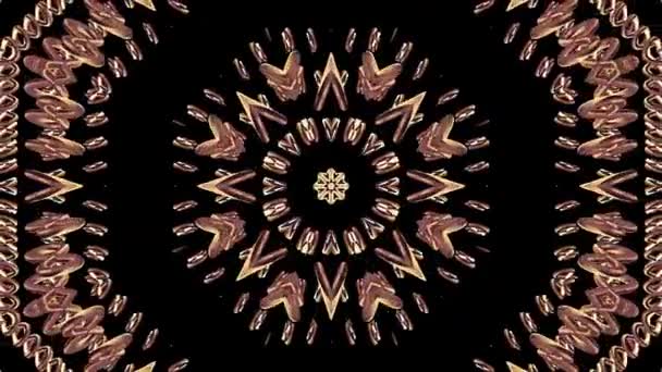 Ornamentale Gold Metallkette Kaleidoskop nahtlose Schleifenmuster Animation abstrakter Hintergrund neue Qualität ethnischen Stammes Urlaub native universelle Bewegung dynamisch cool schön fröhlich Musikvideo — Stockvideo