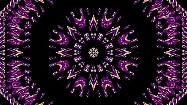 Shiny ornamental purple metal chain kaleidoscope seamless loop pattern animation abstract background New quality ethnic tribal holiday native universal motion dynamic cool nice joyful music video — Stock Video