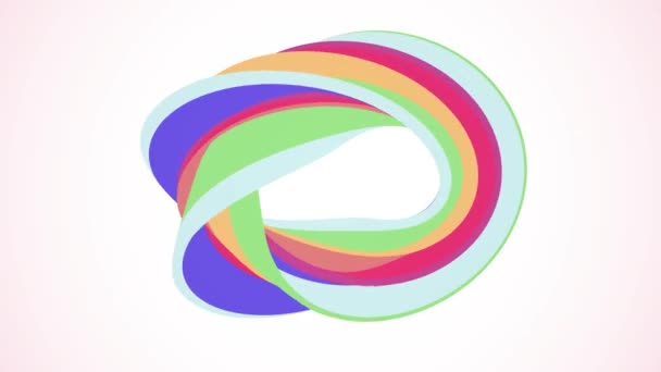 Soft colors flat 3D curved rainbow donut candy seamless loop abstract shape animation background new quality universal motion dynamic animated colorful joyful video footage — Stock Video