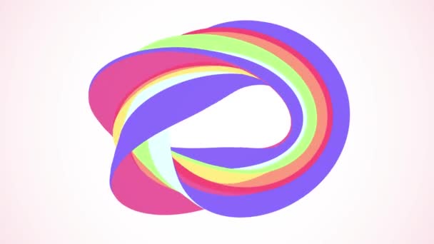 Colores suaves plana 3D curvado arco iris donut caramelo lazo sin costura forma abstracta animación fondo nueva calidad movimiento universal dinámico animado colorido alegre video metraje — Vídeos de Stock