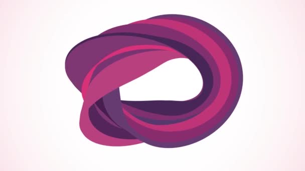 Soft colors flat 3D curved purple donut candy seamless loop abstract shape animation background new quality universal motion dynamic animated colorful joyful video footage — Stock Video