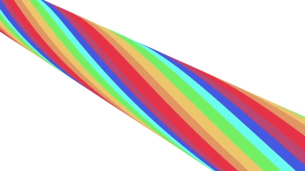 Colores suaves tubo plano 3D arco iris caramelo lazo sin costura forma abstracta animación diagonal fondo nueva calidad movimiento universal dinámico animado colorido alegre video metraje — Vídeo de stock