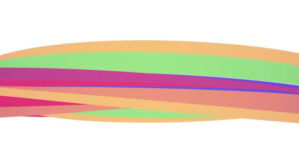 Colores suaves plana 3D curva arco iris caramelo línea lazo sin costura forma abstracta animación fondo nueva calidad movimiento universal dinámico animado colorido alegre video metraje — Vídeos de Stock