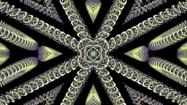 光沢のある装飾用緑金属チェーン万華鏡シームレス ループ パターン アニメーション抽象的な背景の新しい品質民族部族休日ネイティブ ユニバーサル動き動的クールな素敵な楽しい音楽ビデオ — ストック動画