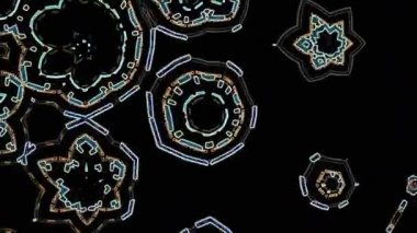 Yerel evrensel hareket dinamik serin güzel neşeli müzik video süs çiçek Dürbünü etnik kabile psychedelic desen animasyon siyah arka plan döngü yeni kaliteli tatil renkli çizgiler çizilmiş