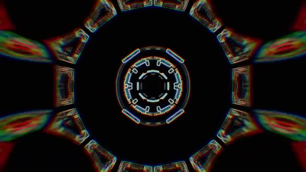 Kleur lijnen getekend sier Caleidoscoop etnische tribal psychedelische patroon animatie zwarte achtergrond lus nieuwe kwaliteit vakantie native universal motion dynamische cool leuke vrolijke muziek video — Stockvideo