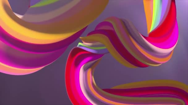 柔らかな色 3 d 曲線レインボー マシュマロ ロープ キャンディ シームレス ループ抽象的な形アニメーション背景新しい品質ユニバーサルモーションインタ動的アニメーション カラフルなうれしそうな映像 — ストック動画