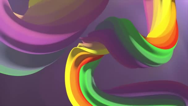 Couleurs douces 3D courbé arc-en-ciel guimauve corde bonbons boucle sans couture forme abstraite animation fond nouvelle qualité mouvement universel dynamique animé coloré joyeux vidéo 
