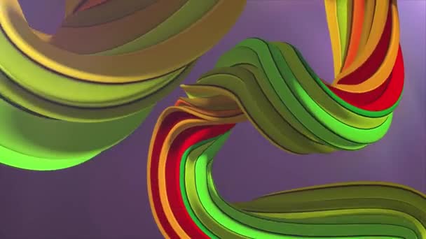 Colores suaves 3D curva malvavisco cuerda caramelo lazo sin costura forma abstracta animación fondo nueva calidad movimiento universal dinámico animado colorido alegre video metraje — Vídeo de stock