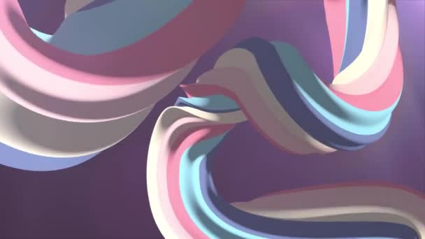 Weiche Farben 3d gekrümmten Regenbogen Marshmallow Seil Süßigkeiten nahtlose Schleife abstrakte Form Animation Hintergrund neue Qualität universelle Bewegung dynamische animierte bunte fröhliche Videoaufnahmen — Stockvideo