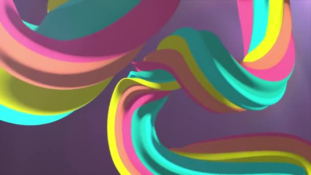Jemné barvy 3d zakřivené rainbow marshmallow lano candy bezešvé smyčka abstraktní tvar animace pozadí nové kvalitní univerzální pohyb dynamické animované barevné radostné videozáznam