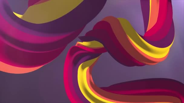 Lágy színek 3D-s görbe marshmallow kötél candy varrat nélküli hurok absztrakt forma animációs háttér új minőségi egyetemes mozgás dinamikus animált színes örömteli videofelvétel — Stock videók