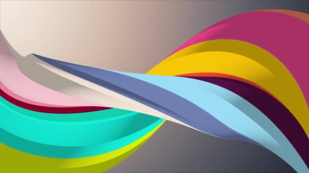Jemné barvy 3d zakřivené rainbow marshmallow lano candy bezešvé smyčka abstraktní tvar animace pozadí nové kvalitní univerzální pohyb dynamické animované barevné radostné videozáznam — Stock video