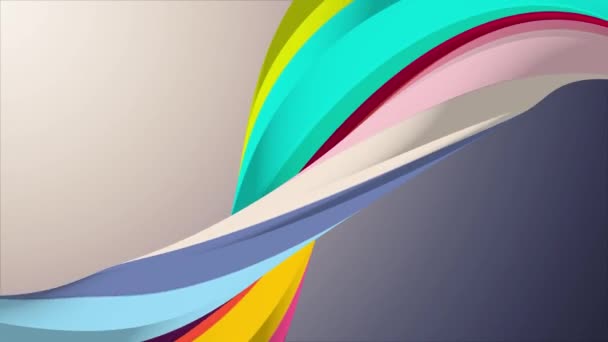 Colores suaves 3D curvado arco iris malvavisco cuerda caramelo lazo sin costura forma abstracta animación fondo nueva calidad movimiento universal dinámico animado colorido alegre video metraje — Vídeo de stock