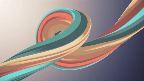 Cores suaves 3D curvo arco-íris marshmallow corda doce sem costura loop abstrato forma animação fundo nova qualidade movimento universal dinâmico animado colorido alegre vídeo footage — Vídeo de Stock